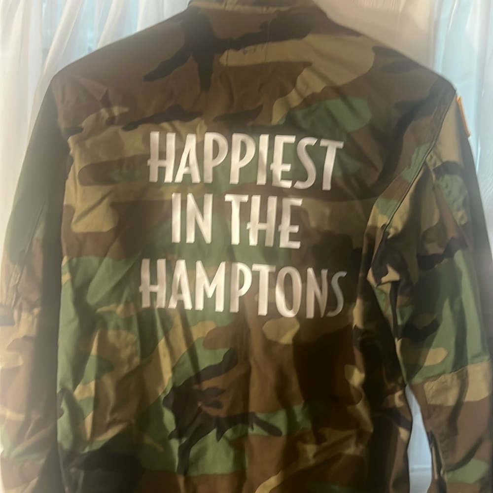 Sojara Women’s Camouflage Happiest In The Hampton’s Military Jacket Size Small